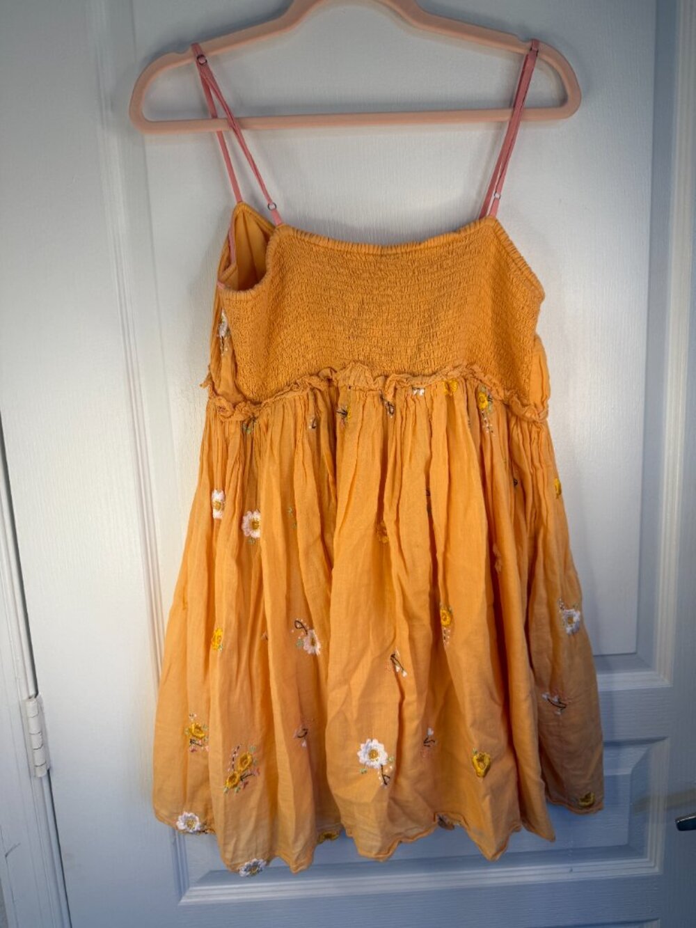 Free People Alana Babydoll Dress- Mini- Yellow/Orange-Embroidered-M-MSRP  $128 - Picture 12 of 16